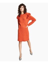 BAR III Womens Cable-knit Unlined Pullover Long Sleeve Sweater Dress