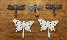 5 Cast Iron Butterfly & Dragonfly Wall Hooks ...