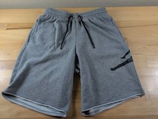 Air Jordan Mens Small Nike Active Fleece Grey Shorts Drawstring Gray 9.5" Inseam