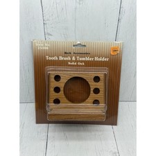 Vintage Solid Oak Tooth Brush Tumbler Holder NEW Lowe's Package Bath 25308