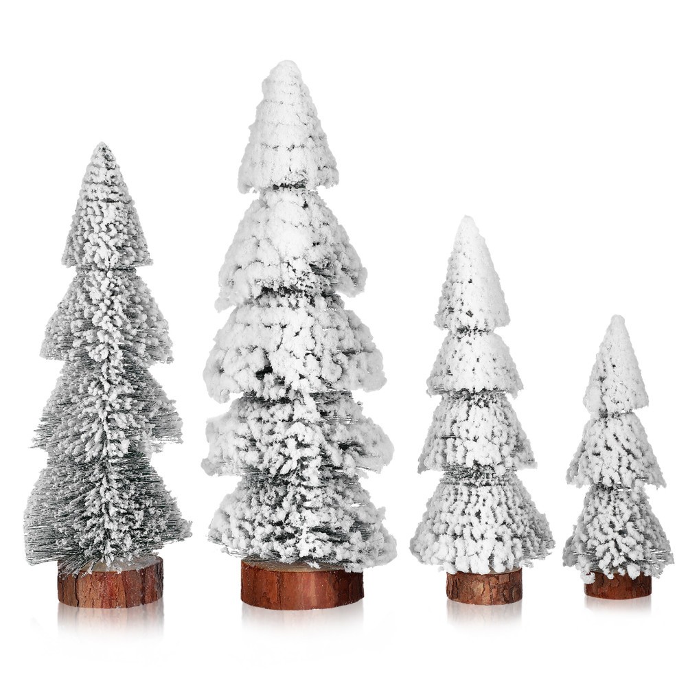 4 Pcs Tree Decorations Decorative Pine Trees Small Tabletop Mini for Crafts