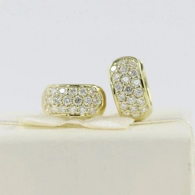 Kleine Creolen Damen Ohrringe 14K Gelbgold vergoldet 2 Karat runder Laborgefertigter Diamant