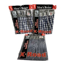 NEW Lot Of 3 3-Pack Mens Boxer Shorts X Road Sz XL 42-44 Assorted Plaid Colors