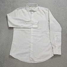 Suitsupply Shirt Mens 42 16.5 White Blue Striped Traveller Extra Slim Fit Dress