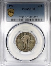 1921 Standing Liberty Quarter PCGS G6 Circulated Key Date 25C