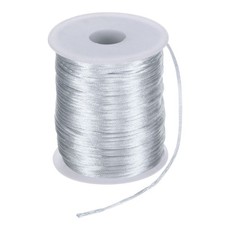 Satin Nylon Cord String 2mm 330 Feet for Macrame Chinese Knot Silver Tone