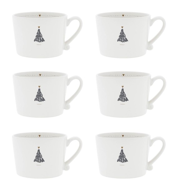 6Er Set Tassen Christmas Tree Weiß Schwarz FüR 270Ml Keramik Bastion Collections-image