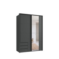 SchwebetüRenschrank Kleiderschrank 138Cm Grafit Schubladen Spiegel Passepartout