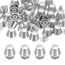 10mm Purse Handbag Feet, 25 Sets Round Flat Studs, Silver Tone