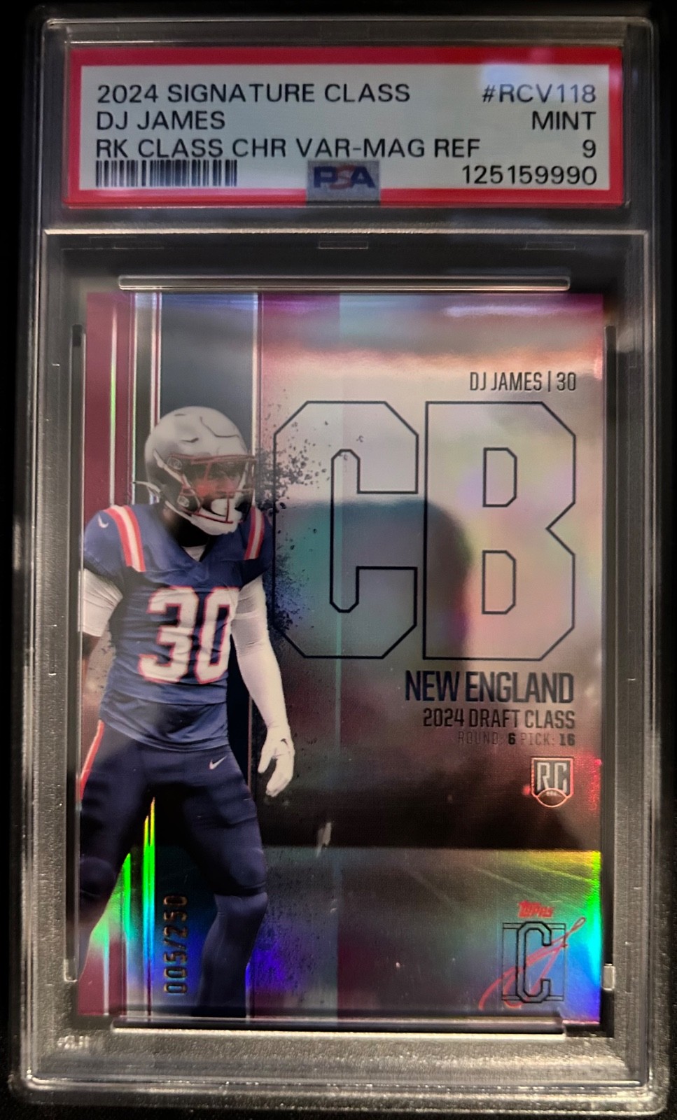 DJ James Topps Signature Class Rookie Class Base Chrome Variation #RCV118 Magenta Refractor