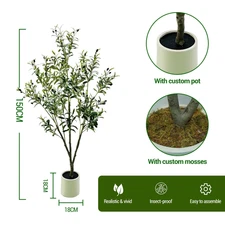 Artificial Olive Tree, Large Faux Olive Plant in Pot with Realistic Leaves & Fru