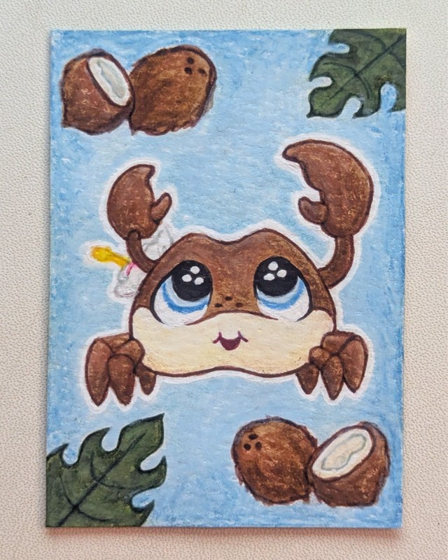 ACEO Artist Original, ATC Artist Trading Card, Littlest Pet Shop, LPS, Coconut