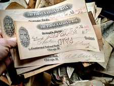 2x Bank Checks-Bank Bonnie & Clyde robbed-Collectible 1900s Vintage old Ephemera