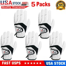 Men Golf Gloves Left Hand Right 5 Pack PU Leather Grip Soft Fit XL M L Large M