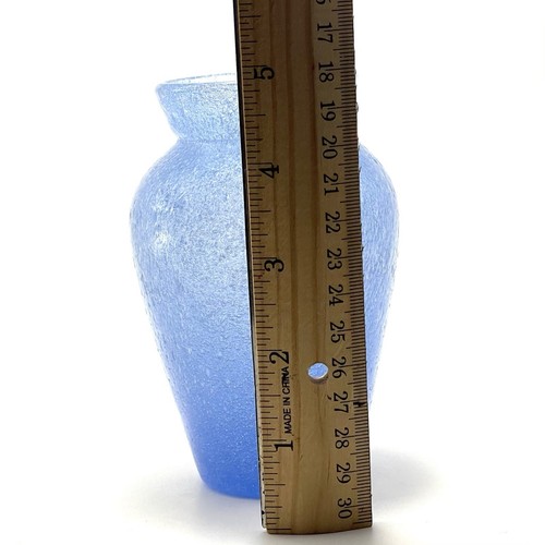 Ryukyu Art Bubble Glass Handblown Vase Periwinkle Sea Blue Okinawa Japan 5” Tall - Picture 10 of 14
