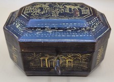 Alte Teedose 19. Jahrhundert, Holzschatulle mit Zinndose, wohl China