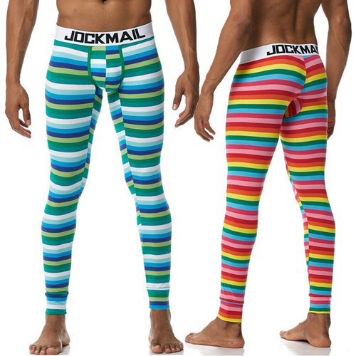 Pantalone uomo a compressione a righe termico fondo a strati collant morbido ☋ - Foto 6 di 30
