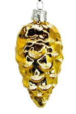 1 Gold Handmade Traditional Czech Glass Pinecone Christmas Ornament 3.5"