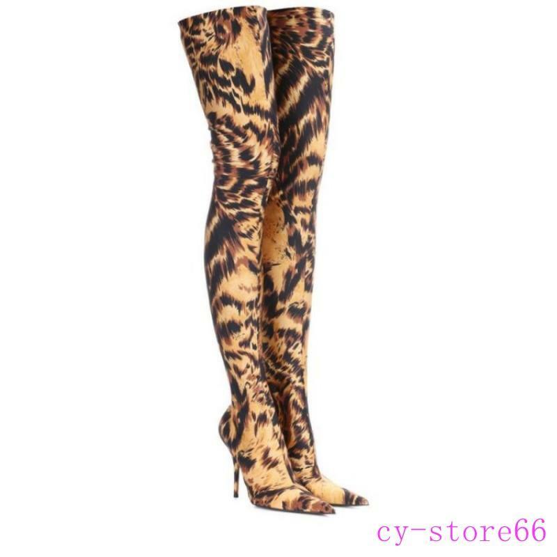 leopard print thigh boots