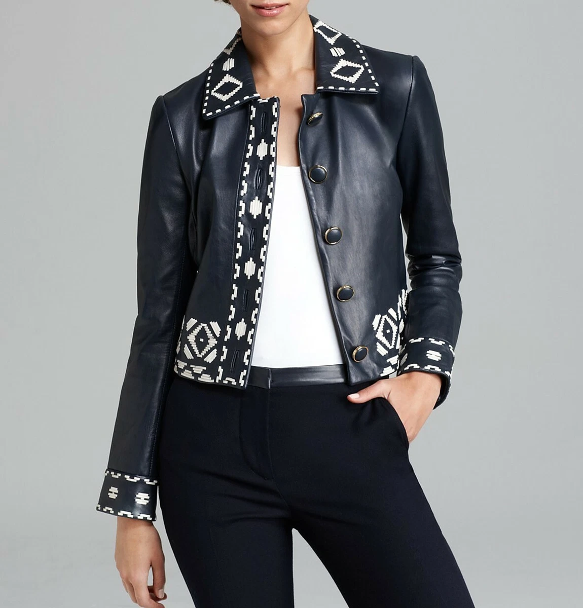 Flower Stencil Bouclé Jacket: Women's Designer Jackets