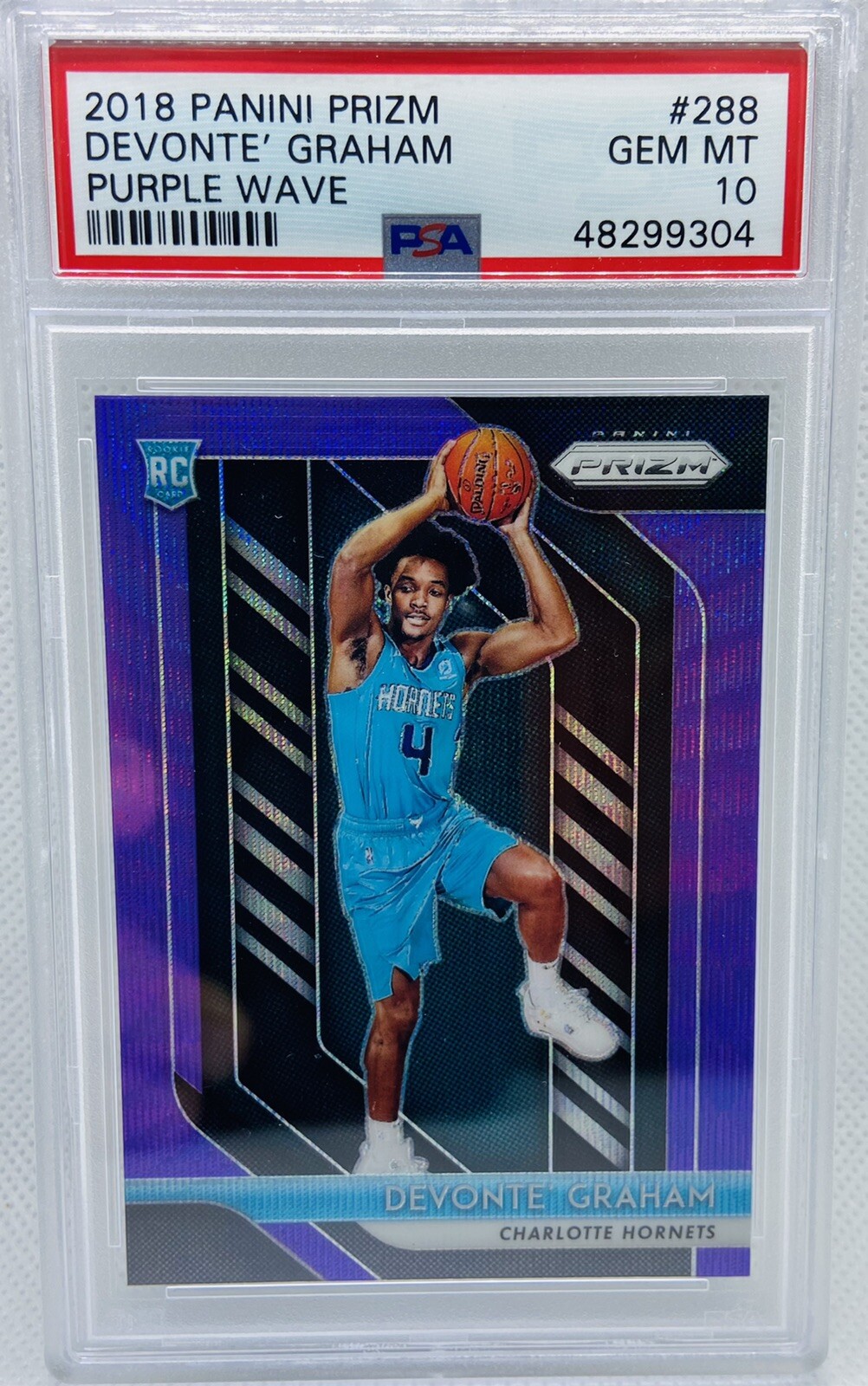 2018-19 Prizm Devonte Graham Purple Wave Prizm Rookie RC #288 PSA 10 GEM