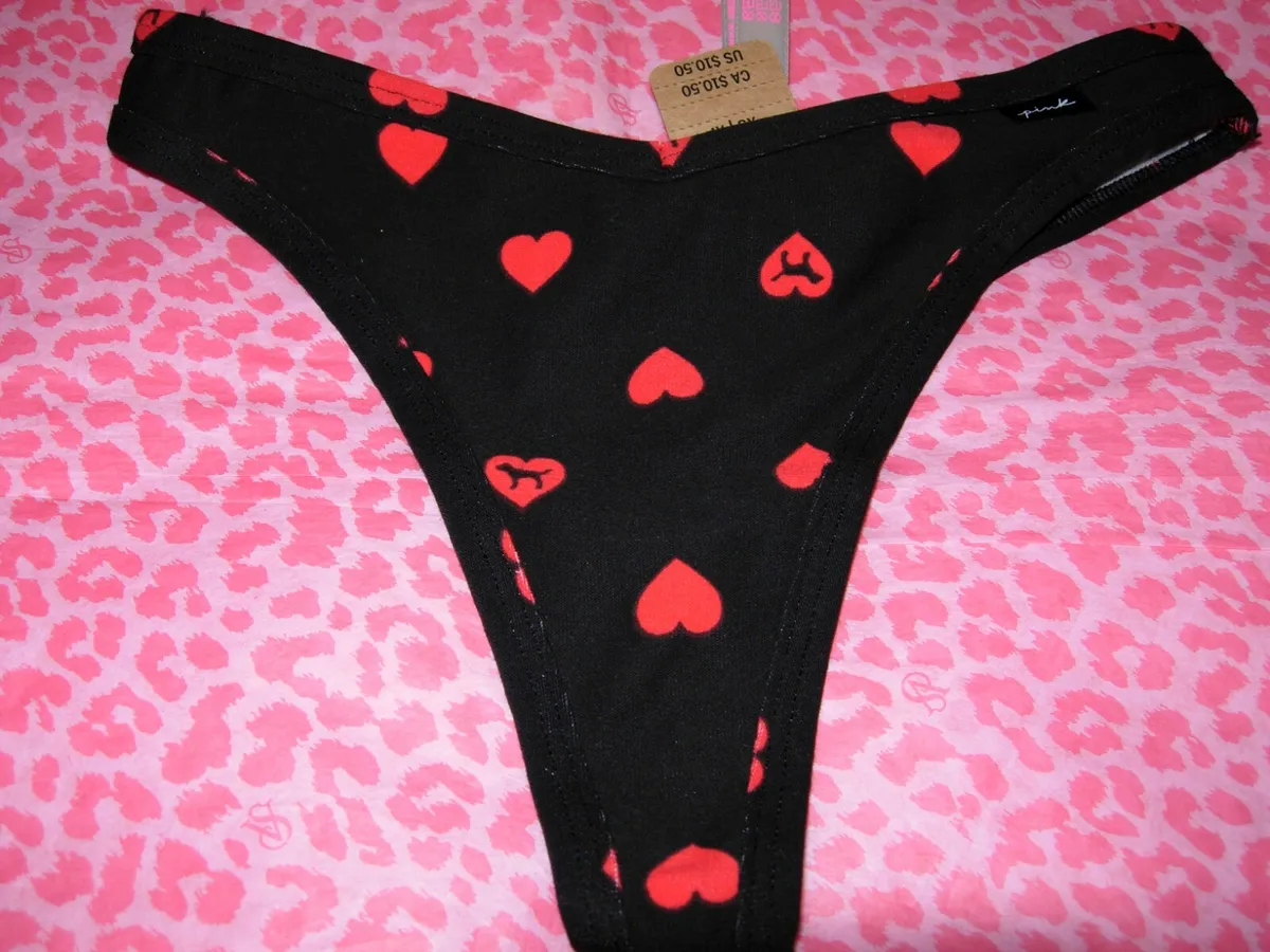 V-String Heart Printed Thong for Womens Sexy T Back Low Waist