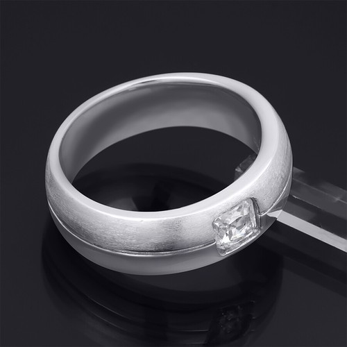 7mm Solid 925 Sterling Silver Mens 0.75 Carat CZ Wedding Band Ring Size 8-12 - Bild 5 von 8