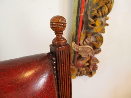 Chair fine early Victorian Oak & Chestnut leather armchair. c1840 - Picture 11 of 11