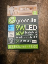 Greenlite LED 4 Pack 9W 60W Equivalent Light Bulbs 800 Lumens A19 Non-Dimmable