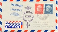 BUNDESREPUBLIK 1955, selt. Kab.-Erstflug der KLM Stuttgart - Montreal, Kanada