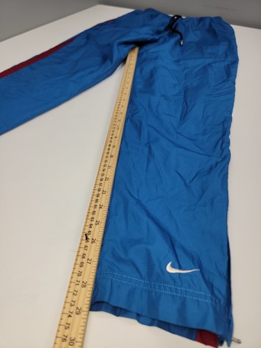 Nike VTG Lined Track Pants Windbreaker Nylon Joggers Blue Red Stripe Size M 8-10 - Picture 10 of 13