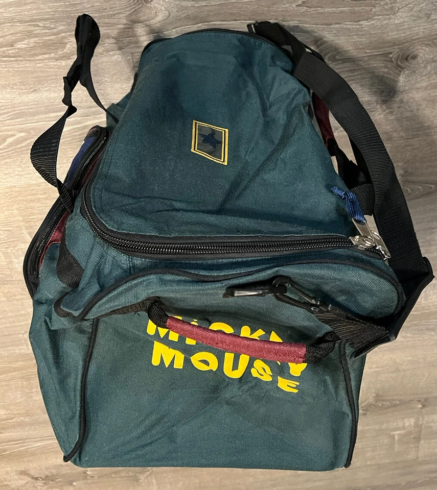 Bolso con rodillo de lona verde vintage Walt Disney asa de Mickey Mouse Foto 4 de 4