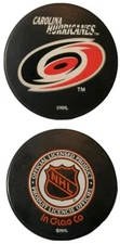 CAROLINA HURRICANES NHL VINTAGE INGLASCO + VEGUM MFG. OFFICIAL HOCKEY PUCK