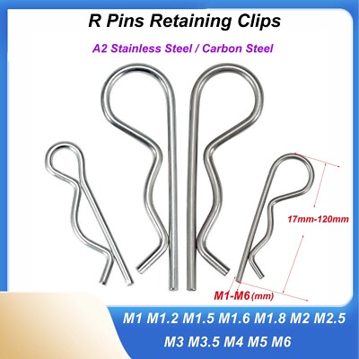 R Pins Shaft Retaining Clips 304 Stainless Hair Pin Spring Cotter Pin 1mm-6mm
