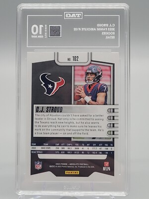 2023 PANINI ABSOLUTE C.J. STROUD GEM MINT 10 GRADED ROOKIE CARD