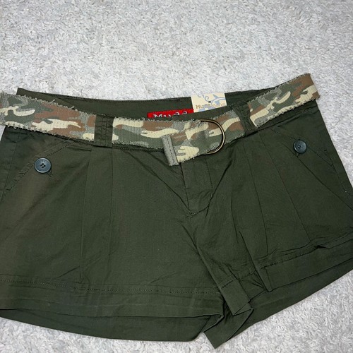 NEW Vintage MUDD jeans olive green shorts with camo belt size 9 - Picture 4 of 6