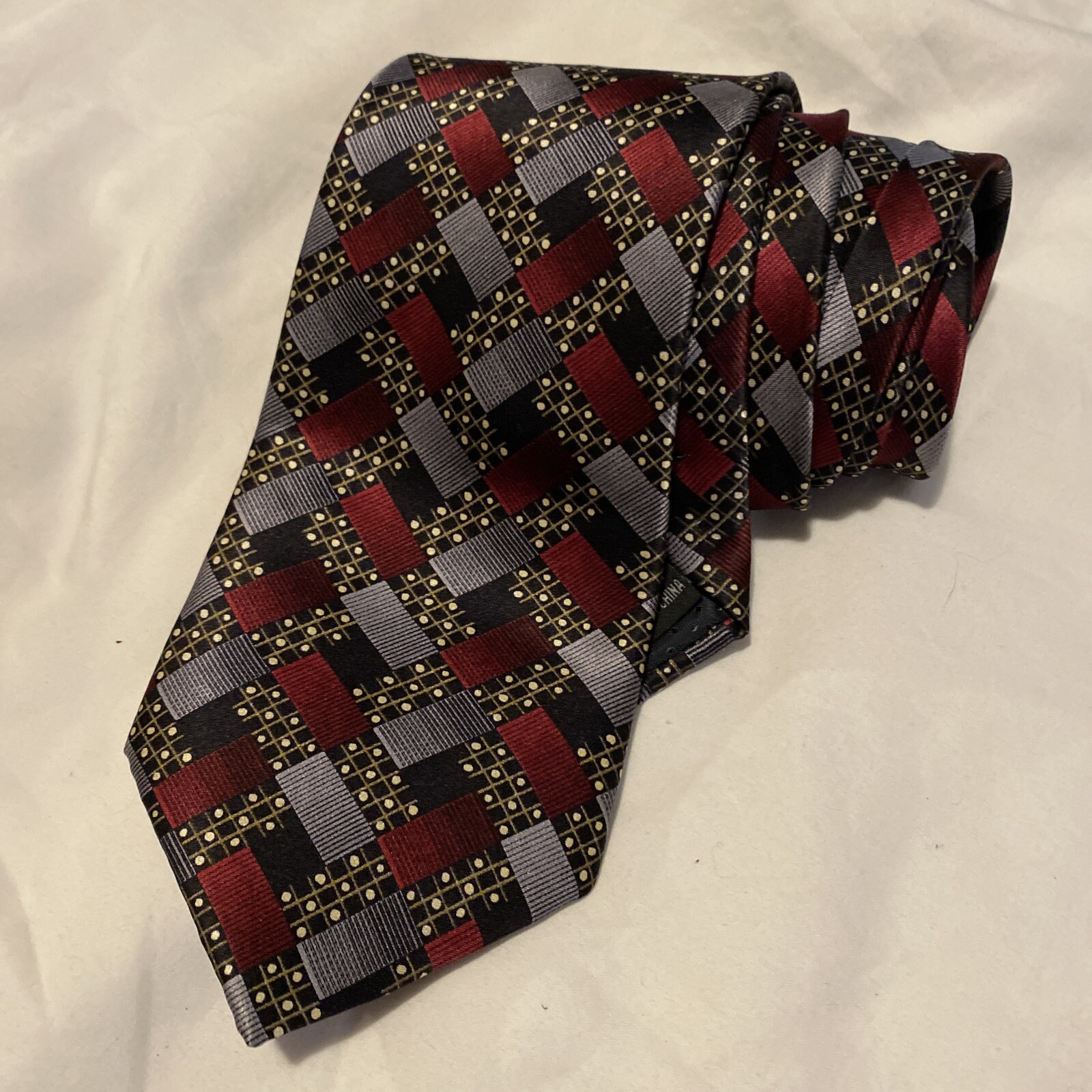 Garington Collection tie geometric Ruby, Black, A… - image 1