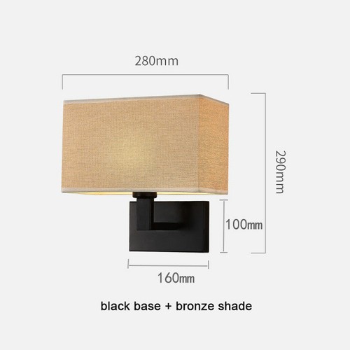 Black Bronze Fabric Shade Wall Light Fixtures with Switch or USB Charging Port - Picture 17 of 30