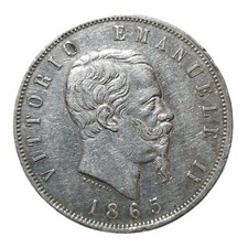 [NC] VITTORIO EMANUELE II - 5 LIRE 1865 - NAPOLI - RARA - BB (nc8565)