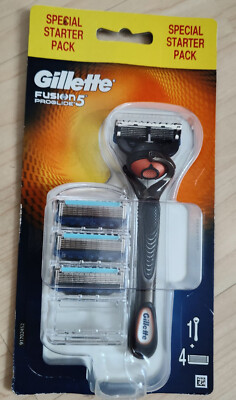 GILLETTE FUSION PROGLIDE SPECIAL STARTER PACK FLEX BALL RASIERER plus 4 KLINGEN