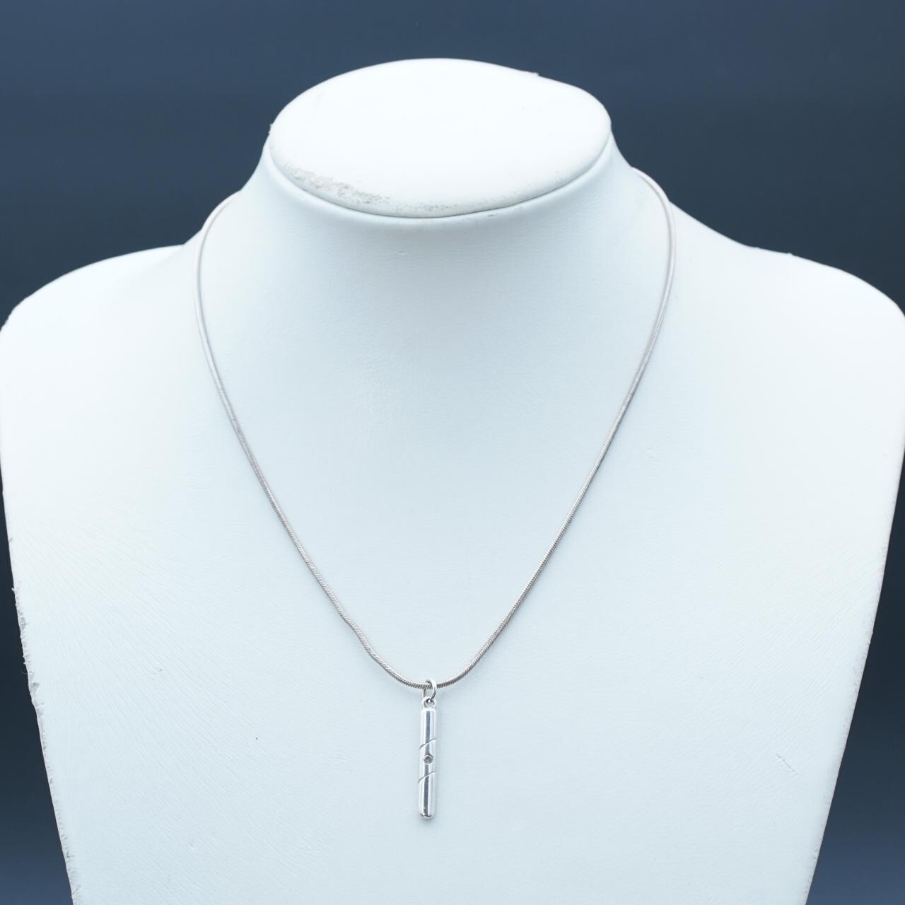 Vintage solid silver drop gem necklace - image 2