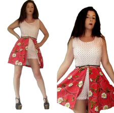 SALE!! Mod XS S Vtg 60s 70s NOVELTY Daisy Grommets Space Age GoGo Romper Dress