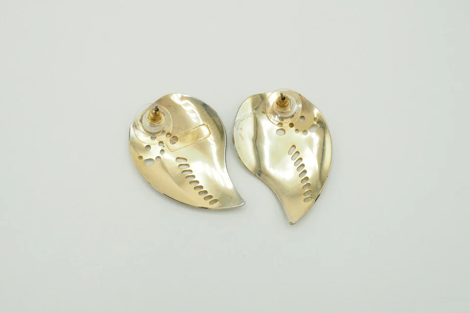 1980's vintage Edgar Berebi Asymmetric Modern Leaf stud post earrings - Image 2 of 4