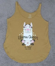 Llama Queen gold tank top small dark yellow women Texas Six Flags
