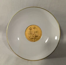 KPM Berlin “Arkadia” White Porcelain Gold Guilded Medallion Approximately 5.25"