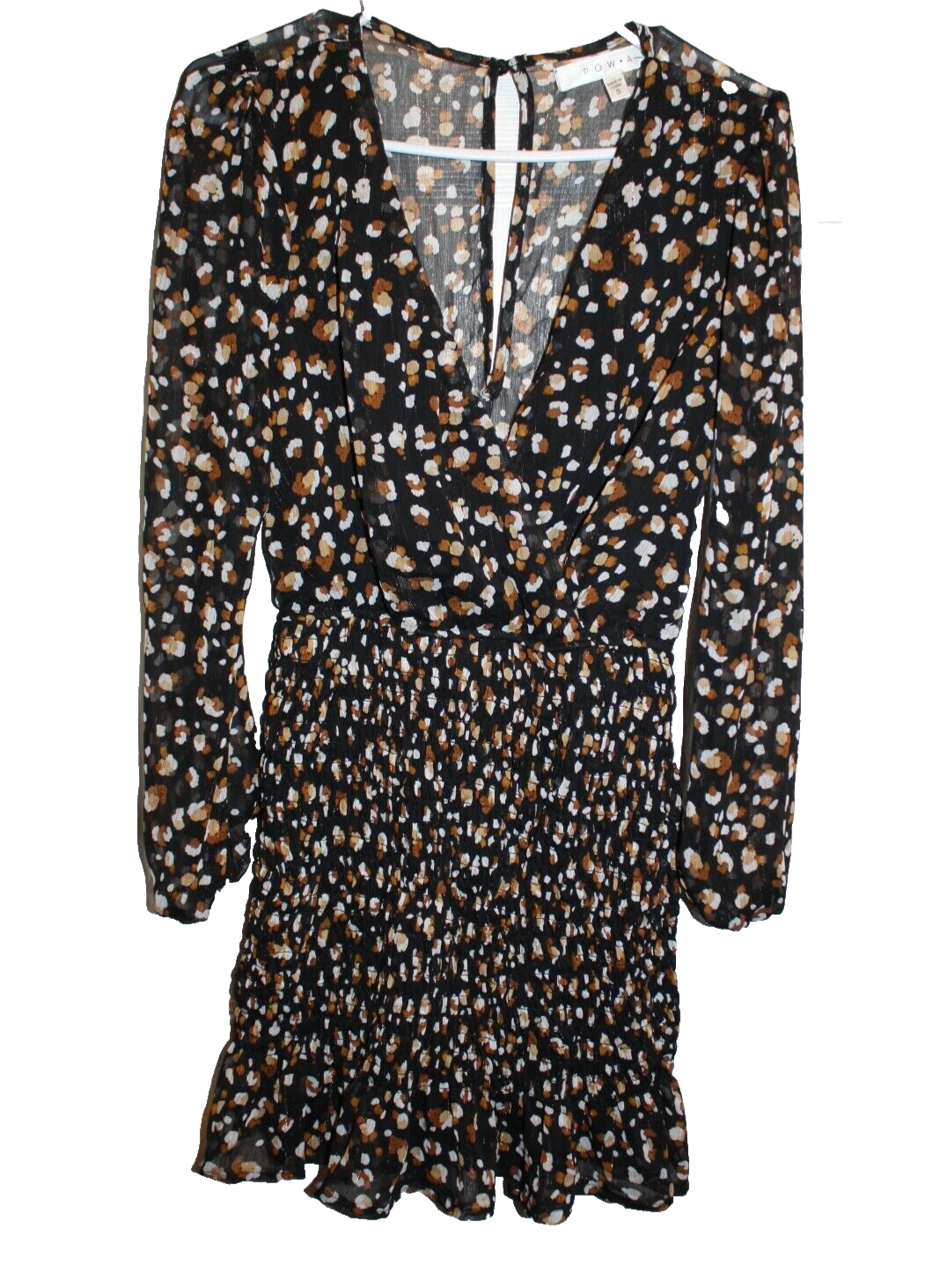 Abito donna Fila A Nordstrom taglia small nero marrone bianco oro metallizzato scollo a V