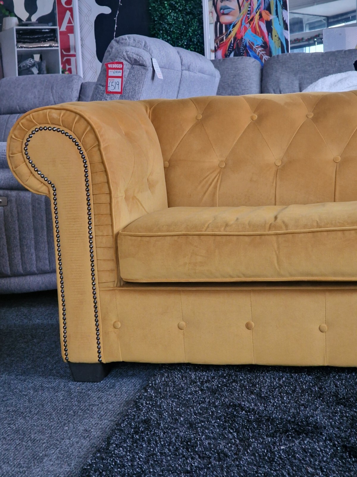 EX DISPLAY ScS Mustard Velvet 3 Seater Sofa FAST DELIVERY eBay
