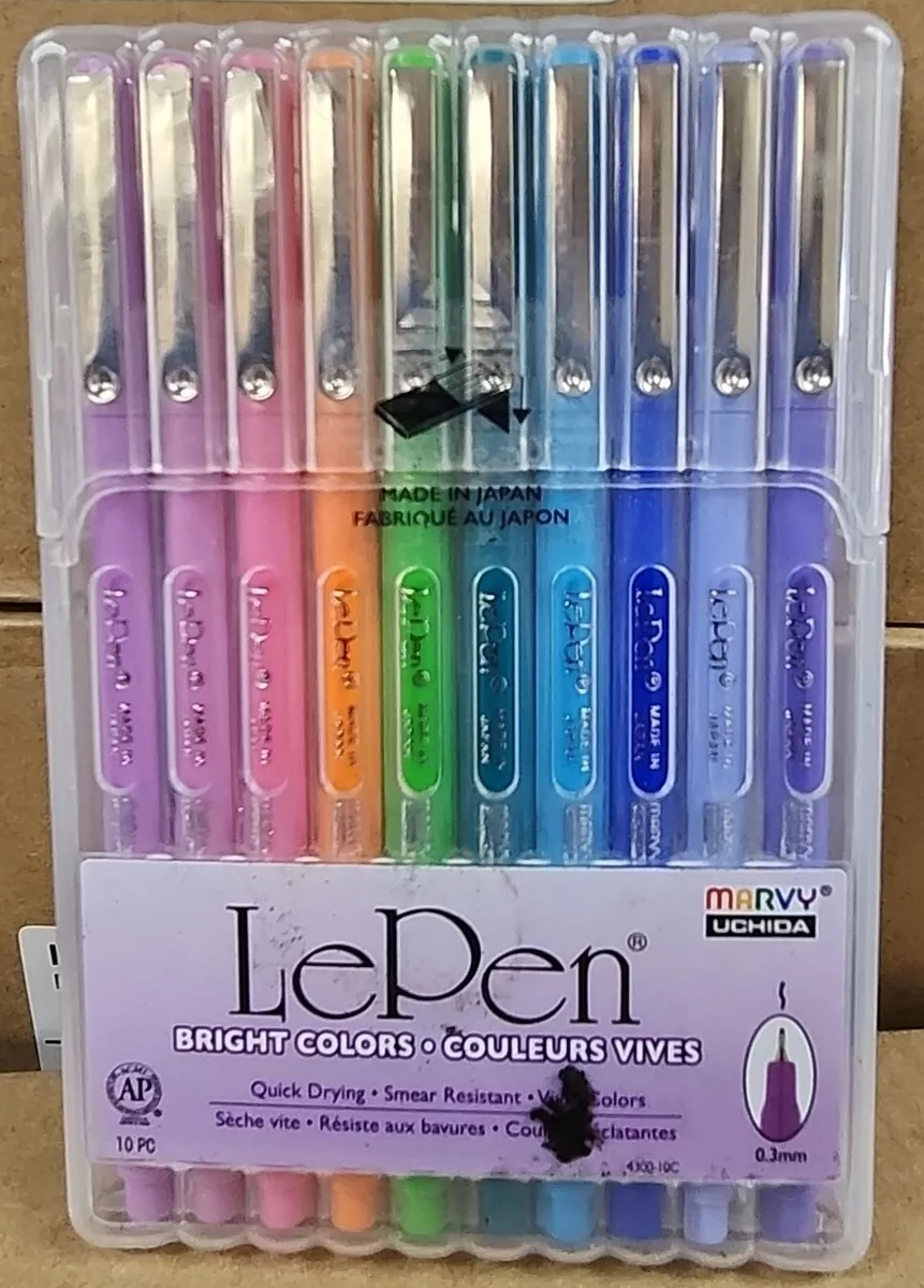 LePen, Markers, Bright Assorted Colors, Fine Tip, 10 Pack