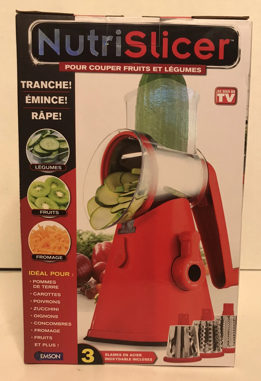 NutriSlicer 3-in-1 Spinning/Rotating Mandoline & Countertop Food Slicer in Red