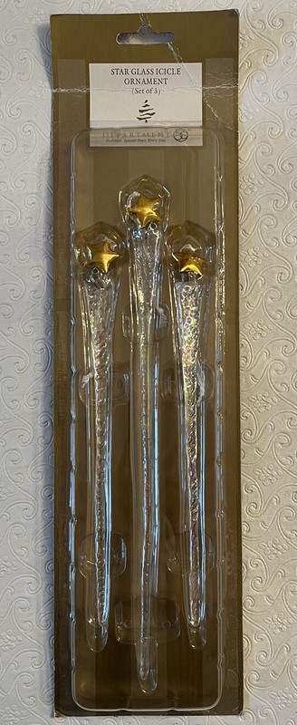 2003 Department 56 Glass Star Icicle Ornament Set Of 3 NEW